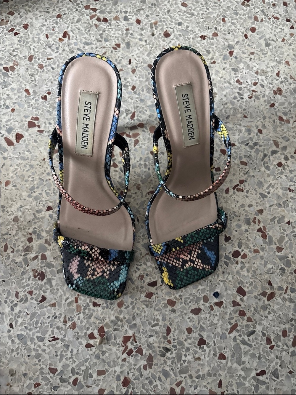 Steve Madden multi color snake print heels sandal 7